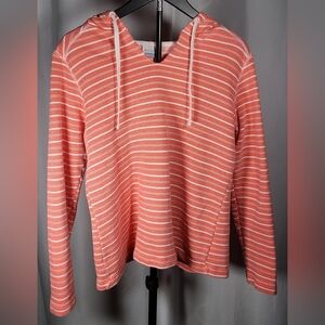 Columbia Coral and White Striped Pullover